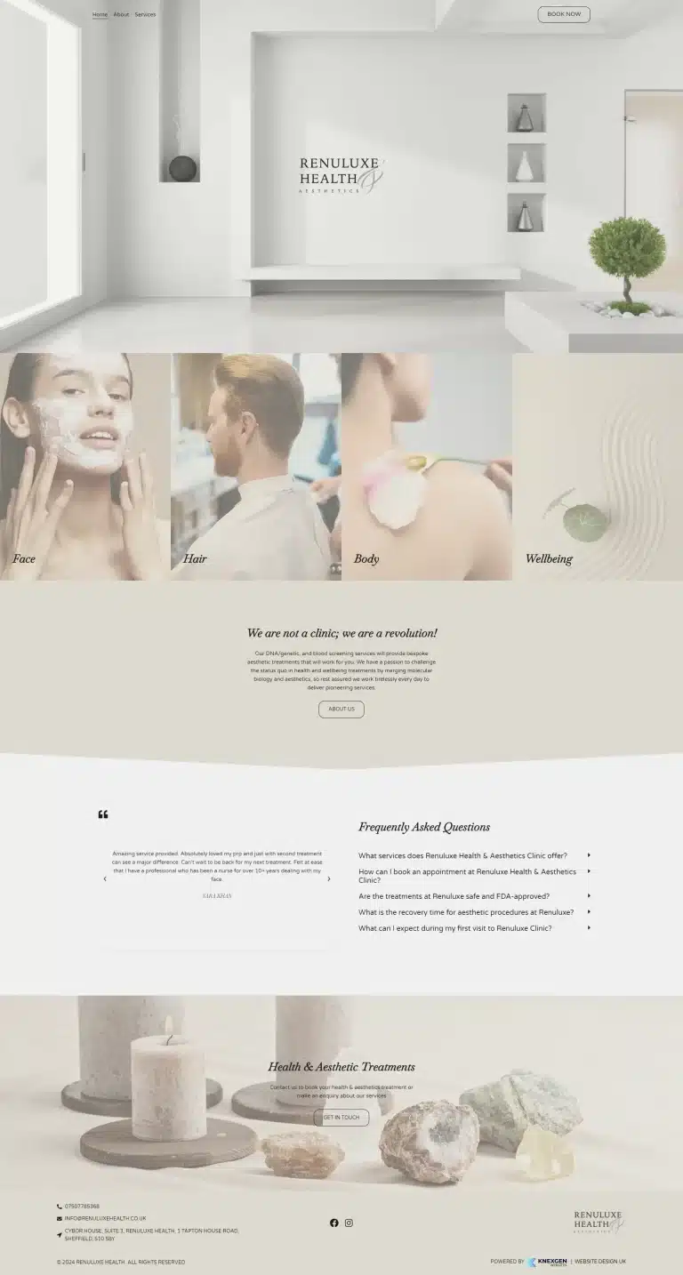 Renuluxe Health & Aesthetics UK Web Design Bespoke and Affordable Professional Website Design Development UK